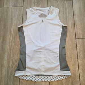 Bontrager Vella Womens Cycling Tank Top M White Gray Bike Jersey Sleeveless